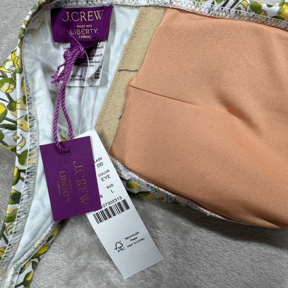 NWT J.Crew X Liberty Eliza’s Yellow White Floral Halter Tie Neck Bikini Top L - Picture 13 of 16
